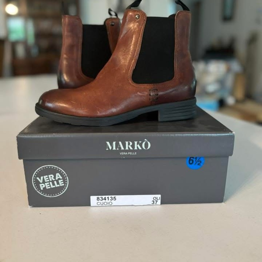 Marko Cuoio Leather Boots with Black Soles